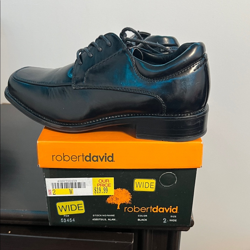 Robert David Black Kids Dress Shoes